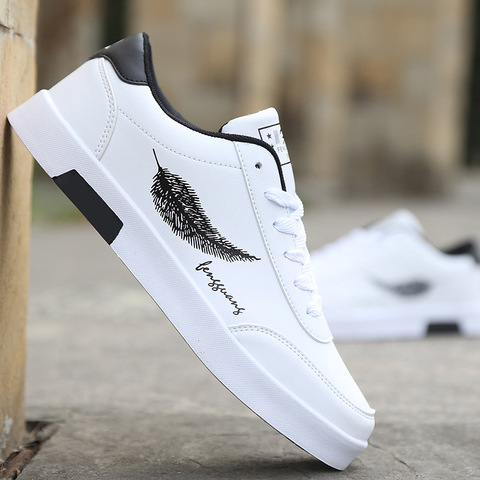 Men's Casual Skateboarding Shoes White Shoes Outdoors Leisure Sneakers Breathable Walking Shoes Flat Shoes Chaussure Homme ► Photo 1/6