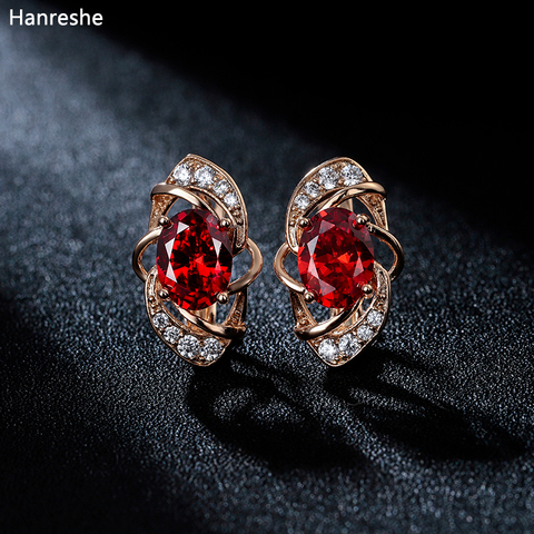 Hanreshe Stud Earrings Wedding Party Blue Red Fashion Jewelry Crystal Push Back Simple Stud Earrings Natural Zircon Women Gift ► Photo 1/6