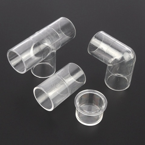 1pc 20 25mm Acrylic Joint Aquarium Fish Tank Filter Water Pipe Connector Transparent Plexiglass Tee Elbow Direct Cap Tube Joints ► Photo 1/5