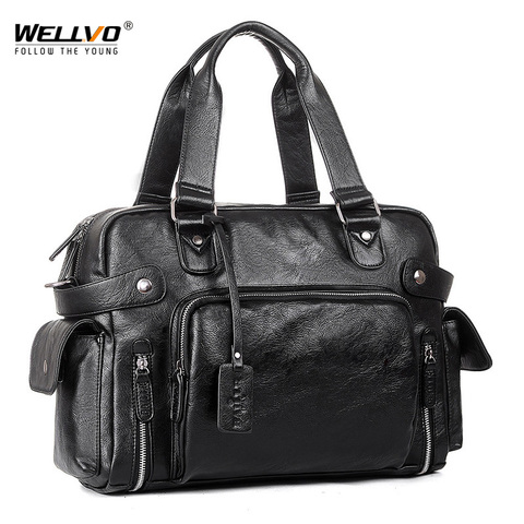 Brand Designer Travel Bag Leather Handbags Men's Casual Tote For Men Large-Capacity Portable Shoulder Bags Big Package XA214ZC ► Photo 1/6