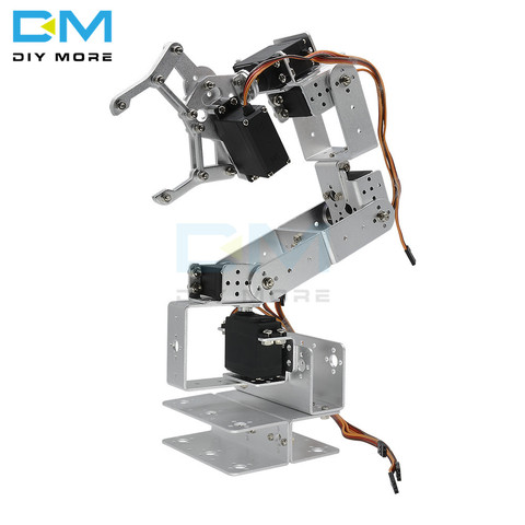 Manipulator ROT3U 6DOF Aluminium Robot Arm Mechanical Robotic Clamp Claw for Arduino Silver ► Photo 1/6