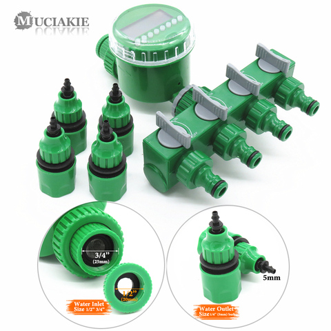 MUCIAKIE Garden Water Timer with 1/2/4-Way Hose Splitter Automatic Watering Irrigation Controller Adapter 4/7 8/11 16mm Hose ► Photo 1/6