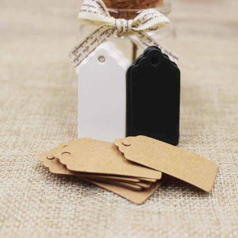 Packaging Label 100pcs Brown Kraft /black/white Paper Tags DIY scallop Label Wedding Gift Decorating Tag 2*4cm ► Photo 1/6