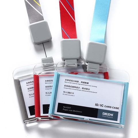 DEZHI-Horizontal Acrylic Business Badge Holders,Credit Card Holders with Retractable Lanyard,ID Badge Holders & Accessories ► Photo 1/6