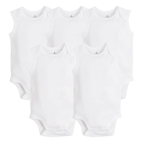 5 PCS/LOT Newborn Baby Clothing 2016 Summer Sleeveless Baby Boy Girl Clothes 100% Cotton White Kids Baby Bodysuits & Jumpsuits ► Photo 1/6