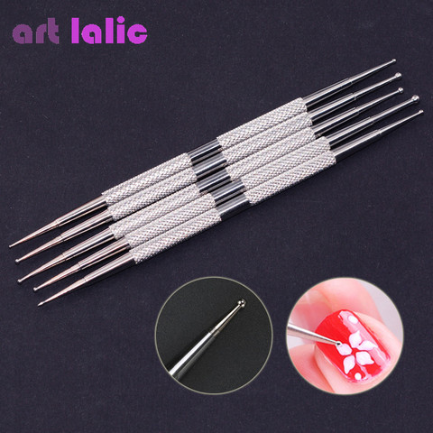 5PCS Nail Art Dotting Pen Dual End Stainless Steel Design Painting Picking Dot Rhinestones Crystal Gems Acrylic Manicure Tools ► Photo 1/3