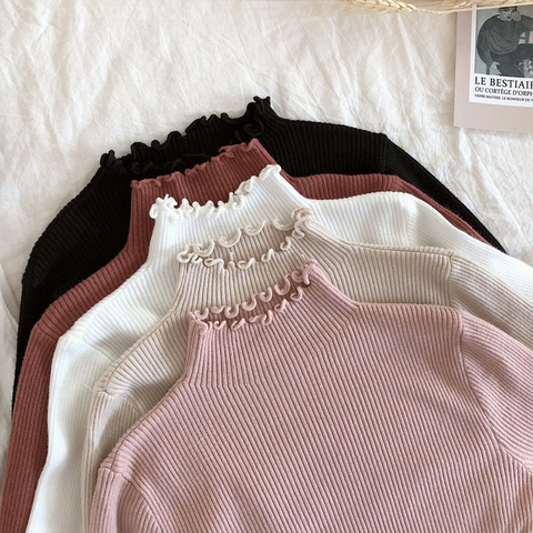 Turtleneck Knitted Female Casual Pullover Women Autumn Winter Tops Korean Sweaters Fashion 2022 Women Sweater Jumper Pull Femme ► Photo 1/6