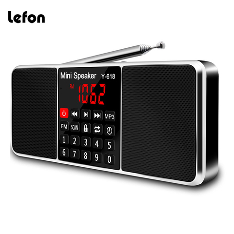 Lefon Digital FM Radio Receiver Speaker Stereo MP3 Player Support TF Card USB Drive LED Display Time Shutdown Portable Radios ► Photo 1/6