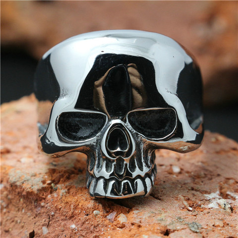 1pc Size 7 to 15 Polishing Skull 316L Stainless Steel Ghost Skull Ring ► Photo 1/4