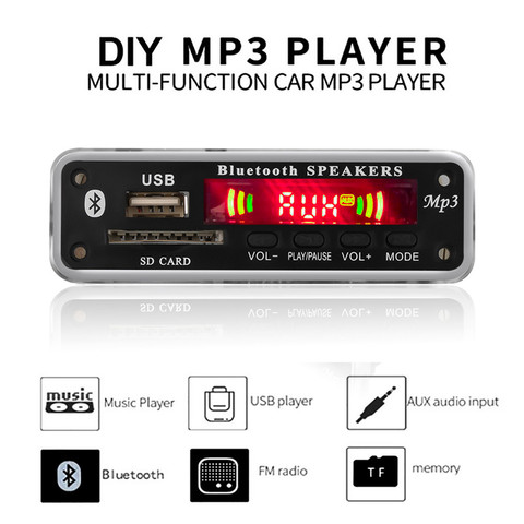 New ArrivalWireless Bluetooth 5V 12V MP3 WMA Decoder Board Audio Module Support USB SD Card AUX FM Audio Radio Module For Car DI ► Photo 1/6