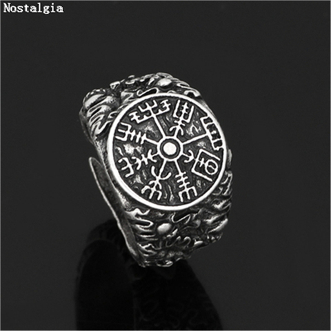Nordic Men Ring adjustable viking ring Compass Vegvisir Amulet Odin Runes Pagan Valknut jewelry 1pc dropshipping ► Photo 1/6