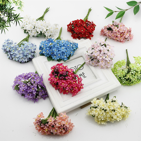 12 pcs cherry Silk Cheap Artificial Flowers Bride Bouquet Wedding Scrapbooking Gift box Decoration DIY Wreath Craft Fake Flower ► Photo 1/6