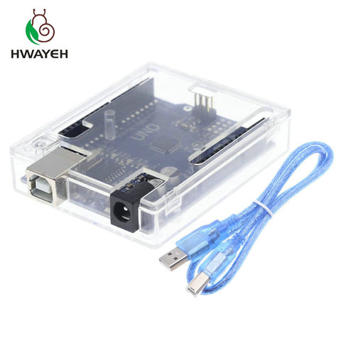 high quality One set HWAYEH UNO R3 CH340G+MEGA328P Chip 16Mhz for arduino UNO R3 Development board+ USB CABLE ► Photo 1/6