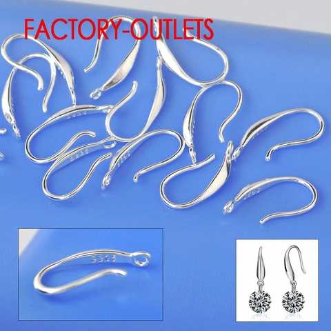 Wholesale 50PCS Fashion Jewelry Findings Genuine 925 Sterling Silver Earrings For Women Smooth Hook Ear For Design DIY ► Photo 1/1