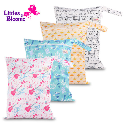 [Littles&Bloomz] Washable Reusable Nappy Two Pockets Wet Bag Fashion Design Waterproof Swim Sport Double Pockets in One Wet Bag ► Photo 1/6