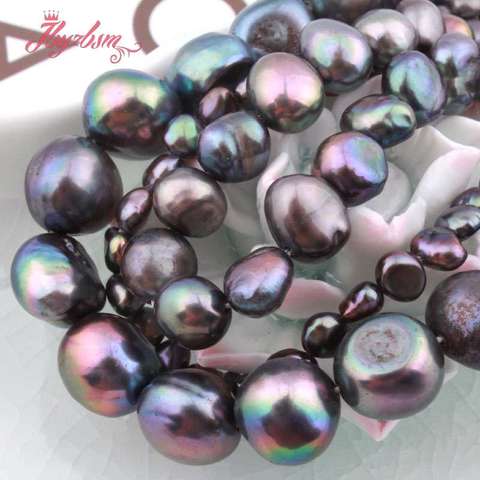 3-4,5-7,8-9mm Freshwater Pearl Black Freeform Natural Stone Beads For Jewelry Making DIY Necklace Bracelet 14.5