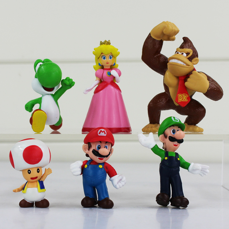Super Mario bros mini figures Figures 6pcs Set PVC Luigi Donkey Kong Yoshi NEUF