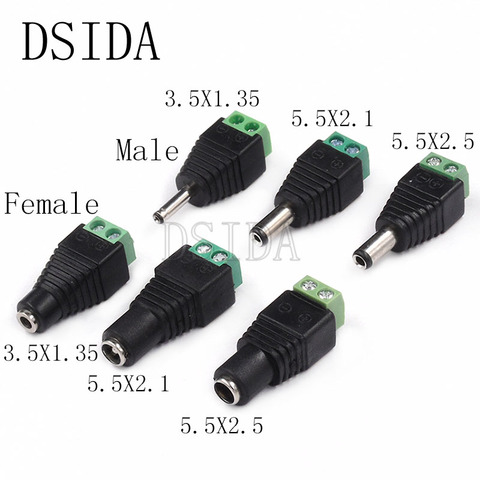 5PCS male and female DC Power plug 5.5 x 2.1MM 5.5*2.5MM 3.5*1.35MM 12V 24V Jack Adapter Connector Plug CCTV 5.5x2.1 2.5 1.35 ► Photo 1/3