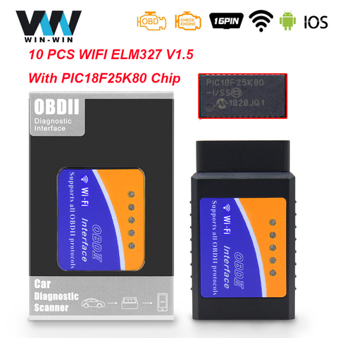 V1.5 ELM327 Wifi OBD2 OBDII Auto Diagnostic Scanner PIC18F25K80