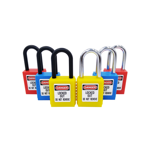 Lock ABS security padlock plastic shackle steel safety padlock 38mm nylon non conductive safety padlock, with 2 unique key ► Photo 1/5