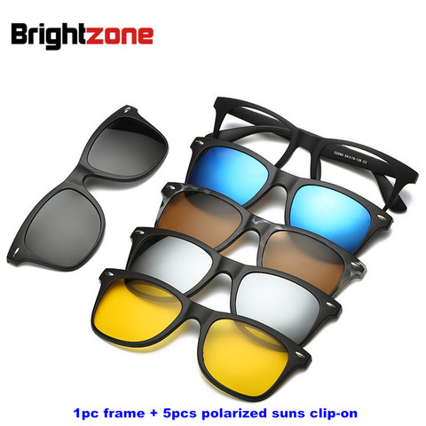 Brightzone 5+1 Set Glasses Women Men Mirror Polarized Magnetic Sunglasses Clip-on Make Prescription Myopia Hyperopia Astigmatism ► Photo 1/6