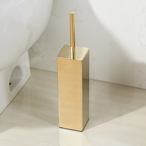 Gold  Creativer Free Stand Polish Toilet Brush Holder Set  Toilet Bowl Brush Stainless Steel Brushed Gold Bathroom Accessories ► Photo 1/6