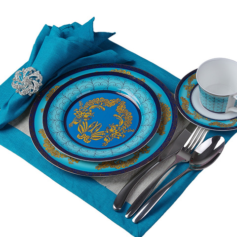 Luxury Bone China Dishes and Plates Sets Blue Ceramic Dinner Plates  Restaurant Supplies  Serving Dish ► Photo 1/5