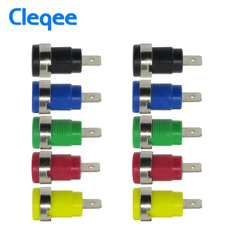 Cleqee P3007 10pcs/set 5 Color 4mm Nickel Plated Binding Post Banana Jack Socket Plug ► Photo 1/6