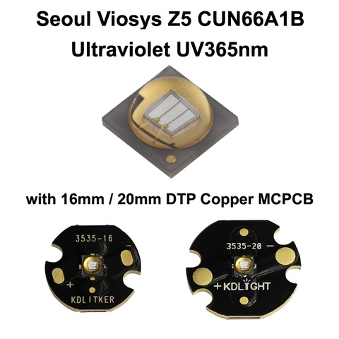Seoul Viosys UV 365nm Z5 Series CUN66A1B Ultraviolet UV LED Emitter With KDLITKER DTP Copper MCPCB - 1 pc ► Photo 1/6