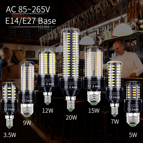 E14 LED Corn Bulb 220V Ampoule Led Lamp E27 Light Bulbs SMD5736 No Flicker Chandelier Candle Light 28 40 72 108 132 156 189 LEDs ► Photo 1/6