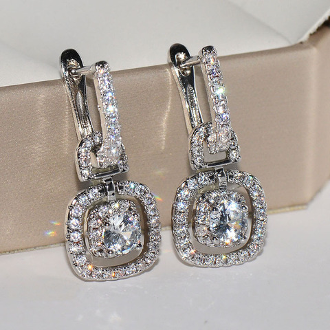 high quality white zircon Earrings Cubic Square Cube Candy Zircon Square Earrings brincos Valentine's Day present ► Photo 1/3