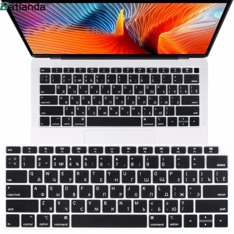 US Enter Russian Russia Layout Silicone Keyboard Cover for New Macbook Air 13 inch 2022 Only Fit to Model A2179 Black ► Photo 1/6