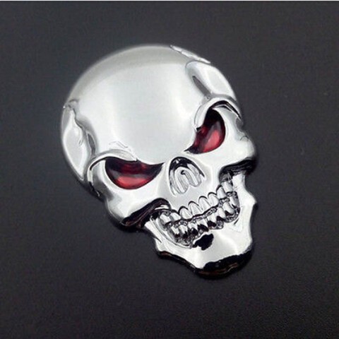 Hot Sale Auto Car Motorcycle Skull Bone Sticker Chrome Silver 3D Metal Emblem Badge Car Decal Sticker with 3M Tape Back 50x35MM ► Photo 1/6