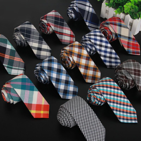 SHENNAIWE cotton tie high quality mens fashion casual 6cm width narrow corbatas plaid neck ties fine slim neckties wholesale ► Photo 1/6