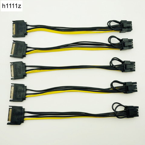 5PCS New 15pin SATA Male to 8pin(6+2) PCI-E Power Supply Cable 20cm SATA Cable 15-pin to 8 pin cable 18AWG Wire for Graphic Card ► Photo 1/6