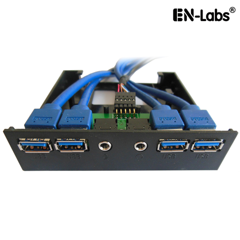 En-Labs PC Case 3.5 inch front panel 4 Ports USB 3.0 USB Hub w/ HD Audio & Mic,2 x USB 3.0  Female to Motherboard 20pin Cable ► Photo 1/6