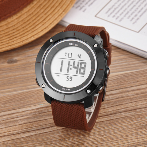 Fashion OHSEN Hombre Male Digital Watches 5ATM Dive Man Mens Sports Coffee Wristwatches Hand clocks Man Watch Reloj Masculino ► Photo 1/6