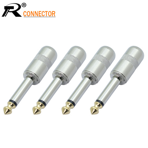 4PCS Special Zinc Alloy Case 1/4 inch Plug Jack 6.35mm Mono Male Connector Gold Plated Guitar Effects Pedal Microphone Connector ► Photo 1/6