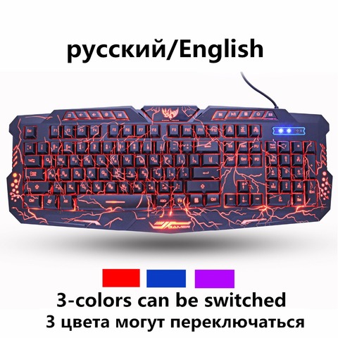 ZUOYA Russian English Gaming Keyboard Crack 3-Color Breathing Backlit USB Wired Colorful Waterproof Game Keyboard For Laptop PC ► Photo 1/6
