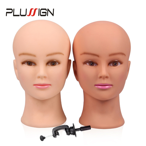 Rubber Female Mannequin Head and Clamp For Wigs Professional Cosmetology Bald Mannequin Head For Making Wigs With Stand 19 Inch ► Photo 1/6