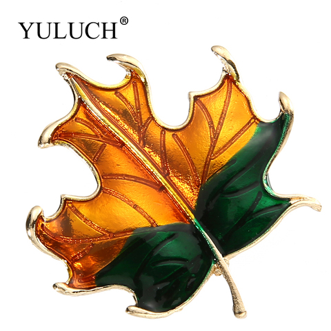 YULUCH 2022 Winter New Amazing Maple Leaves Gold Metal Shining Brooches Pins Hyperbole Women Jewelry For Best Lady ► Photo 1/1