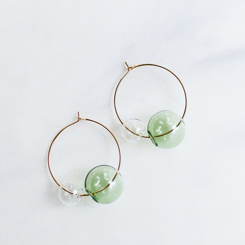 Original Hand Blown Glass Hoop Earrings For Women Fresh Transparent Bubble Korean Earrings 2022 Christmas Earrings Femme Bijoux ► Photo 1/6
