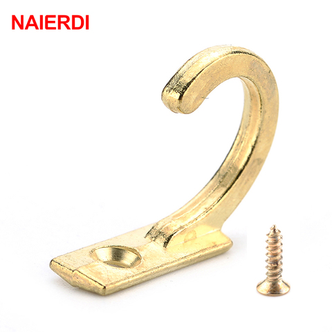 NAIERDI 10PCS Small Antique Hooks Wall Hanger Curved Buckle Horn Lock Clasp Hook For Wooden Jewelry Box Furniture Hardware ► Photo 1/6