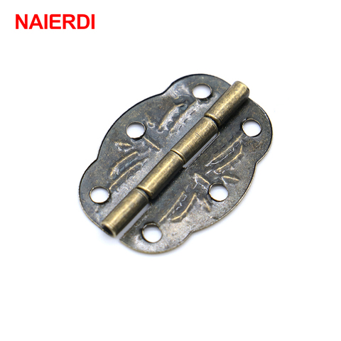NAIERDI 20pcs Bronze Cabinet Hinges Decoration Jewelry Box Hinge With Screw For Vintage Door Cabinet Drawer Furniture Fittings ► Photo 1/6