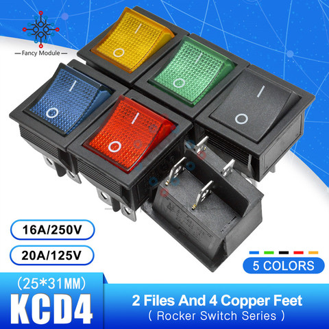KCD4 25*31mm 2 Positions 4Pins Feets Rocker Switch Power Touch On/off Switch Ship Type with light 16A 250V 30A 125V ► Photo 1/6