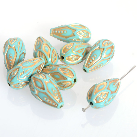 Miasol 40 Pcs Vintage Inspired Ethnic Acrylic Antique Style Design Spacers Loose Teardrop Beads For Diy Jewelry Making ► Photo 1/6
