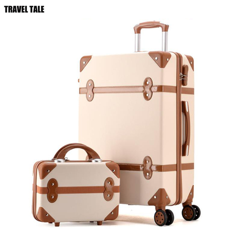 TRAVEL TALE women hard retro rolling luggage set trolley baggage with cosmetic bag vintage suitcase for girls ► Photo 1/2