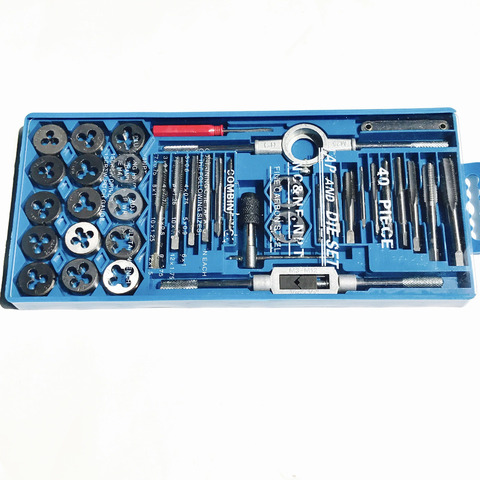 Lux 40pcs/set tap and die set M3~M12 Screw Thread Metric Plugs Taps & Tap wrench & Die wrench, hand screw taps Hand Threading ► Photo 1/5