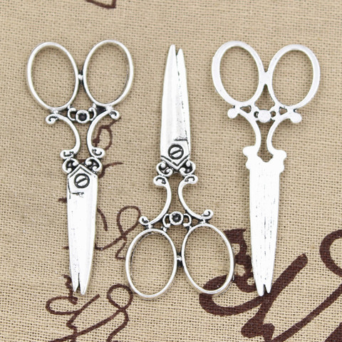 10pcs Charms sewing scissors 61x25mm Antique Silver Bronze Plated Pendants Making DIY Handmade Tibetan Silver Bronze Jewelry ► Photo 1/2