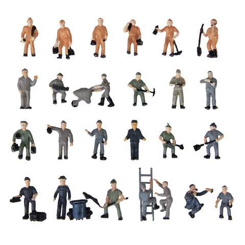 25pcs Model Train Track Railroad Worker People Figures With Tools 1:87 HO Scale ► Photo 1/6